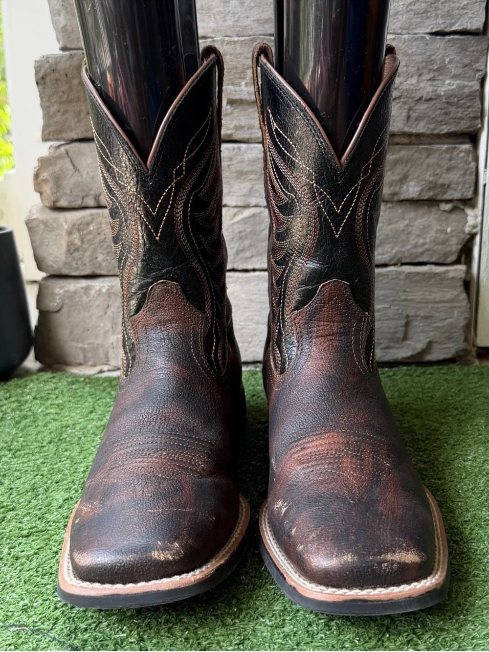Ariat Amos Distressed Leather Size 6 Youth Kids Western Boots